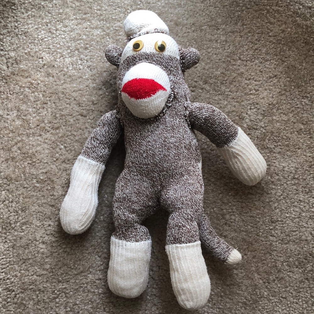 Vintage Hand-Made "Sock Monkey" Classic Brown Stuffed Animal Toy